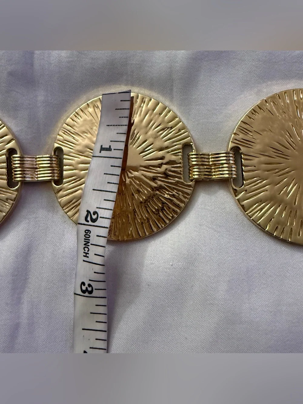 Gold tone metal medallion link chain belt